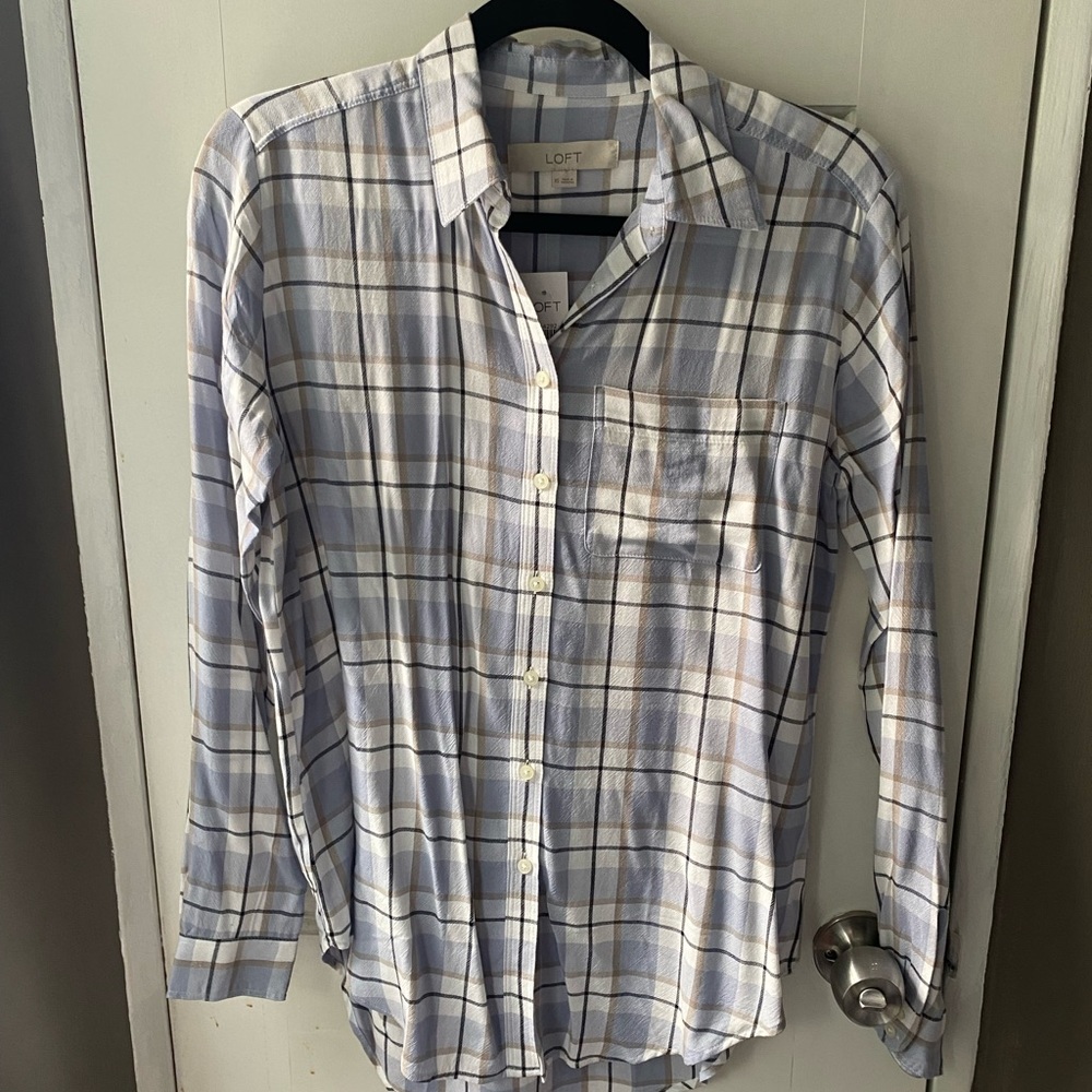 LOFT NWT plaid flannel tunic shirt. Size XS.